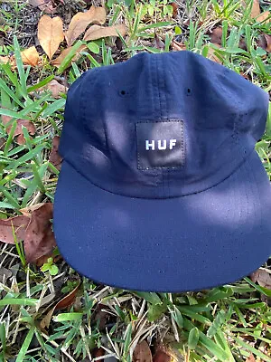 $25 • Buy HUF Box Logo 6 Panel Snapback Cap Hat - Navy