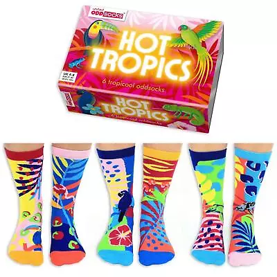 United Oddsocks Ladies Set Of 6 Colourful Mismatch Odd Hot Tropics Socks UK 4-8 • $21.12