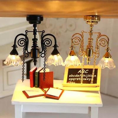 1:12 Dollhouse Miniature Furniture LED Ceiling Lamp Chandelier Droplight Decor • $14.25