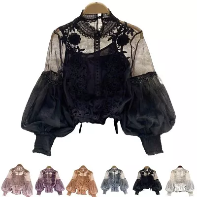 Dating Going Out Women Blouse Spring Summer Vintage Inelastic Lace Puff • $33.50