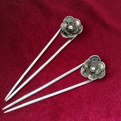 Hair Accessories Tribal Traditional Handmade Miao Silver Flower Hairpin 1piece • $20