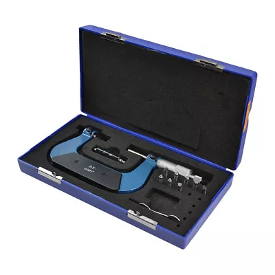 2-3 Inch Screw Thread Micrometer Kit Ratchet Stop With 4 Anvils 0.001 Inch Grad • $78.77