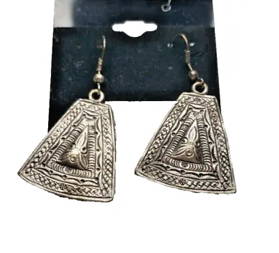 Unique Hmong Hill Tribe Engrave Earrings Chic Handmade Solid 925 Sterling Silver • $25