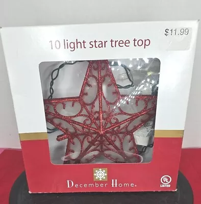 Vintage December Home Red Christmas Lighted Tree Top Topper W Box New • $13.19