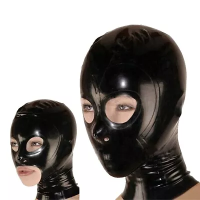 Open Eyes Nose Latex Hood Back Zipper Rubber Mask Catsuit Clubwear Fetish BDSM • $38.50