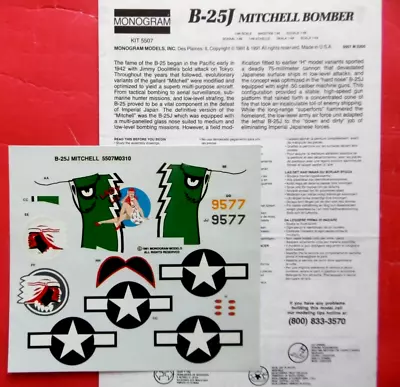 B-25J Mitchell _ 1/48 Decals + Mask Eduard • $9