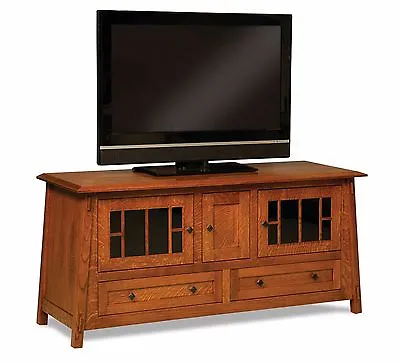 Amish Mission Craftsman Colbran TV Stand Solid Wood Console Cabinet Storage 61  • $2499