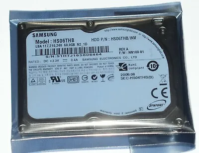 Samsung 1.8  HS06THB 60GB 5mm 4200 RPM CE ZIF HDD Hard Disk For Laptop/ • £23.99