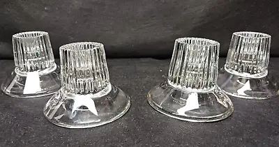 Votive Reversible Clear Ribbed Glass Candle Stick Holders Lot Of 4 Vintage • $22