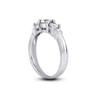 0.96ct I/VS2 Round Natural Diamonds White Gold Vintage Style 3-Stone Ring • $1990.52