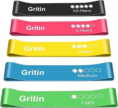 Gritin Resistance Bands [Set Of 5] Skin-Friendly Resistance Fitness Exercise Lo • $21.49