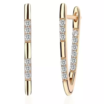 Womens Gold Filled Micro Pave CZ Crystal V Shaped Hoop Vogue Earrings #E348 • $8.99