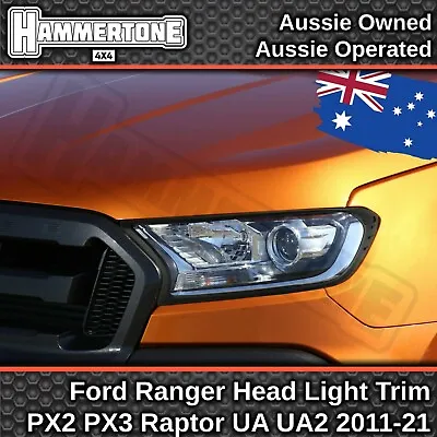 BLACK HEAD LIGHT COVER For Ford Ranger & Everest- XL XLT Wildtrak Raptor 2015-22 • $39.99