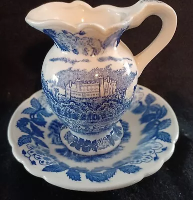 Vintage Delftware Style Of Blue And White Porcelain Miniature Pitcher And Bowl • $7.60