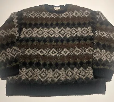 J Crew XL Hand Knit 100% Wool Men's Geometric Sweater • $54.99