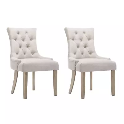Artiss Set Of 2 Dining Chair Beige CAYES French Provincial Chairs Wooden Fabric • $318.96