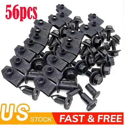 56pc Car Engine Splash Shield Bumper Hardware Kit Body Bolt Screw Nut Clip Rivet • $13.49