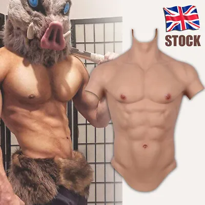 UK Stock Silicone Muscle Suit Breastplate Male Fake Chest Cosplay Crossdress • £167