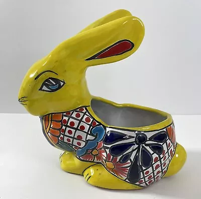 Vintage Talavera Pottery Planter Rabbit Amora Signed Mexico 12 In X 10 In Bunny • $45.95