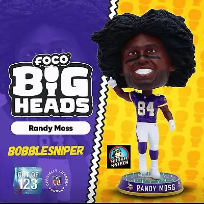 RANDY MOSS Minnesota Vikings  Field Stripe  Bighead Exclusive NFL Bobblehead • $167