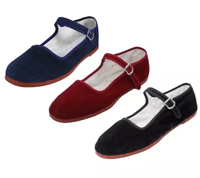 Women's Chinese Classic Mary Jane Velvet Shoes Blue Maroon Black Sizes 35-41 New • $9.99