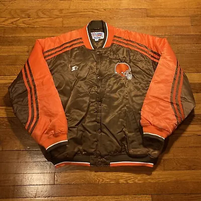 Vintage 90s Cleveland Browns Starter Pro Line Nylon Jacket NFL Sz XXL Orange • $54.99