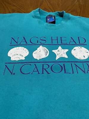 Vintage With An Attitude Nags Head North Carolina Teal Crewneck Sweatshirt XL • $28