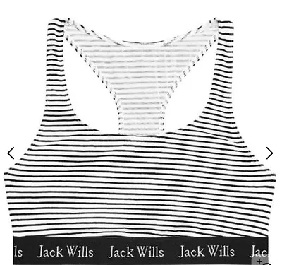 £5.99 • Buy Jack Wills Dibsdale Heritage Crop Bralette Brand New Size 8 Uk Black Stripe
