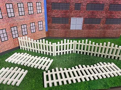 O Scale Fencing For Platforms Fields More - 6 White Fence Pieces Various Lengths • $22.94