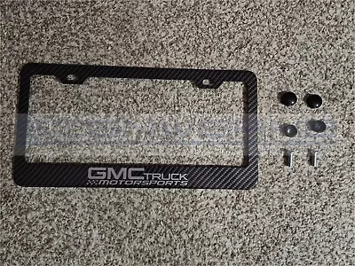 GMC Motorsports Carbon Fiber Printed Pattern Black Aluminum License Plate Frame • $21.59