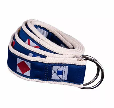 MOONSHINE Nautical Code Flags Canvas Ribbon Woven D-Ring Web Belt NWT SIZE SMALL • $12.64