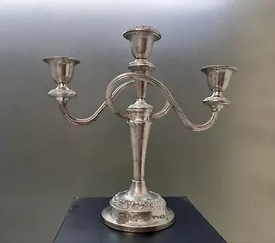 Vintage IANTHE Silver Plated ORNATE Triple CANDELABRA Candlestick - Props • £25