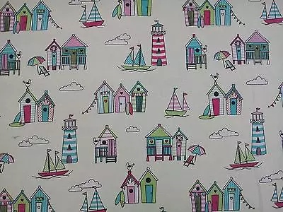 £7.25 • Buy Happy Days Candy Beach Huts Cotton Fabric