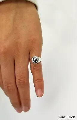 Sterling Silver Pinky / Baby Signet Monogram Ring 925 Silver Dainty Oval Ring • $23.99