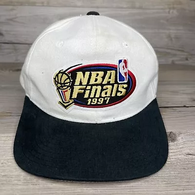 Vintage Starter Hat NBA 1997 Finals Bulls Snapback White Black Basketball Retro • $19.99