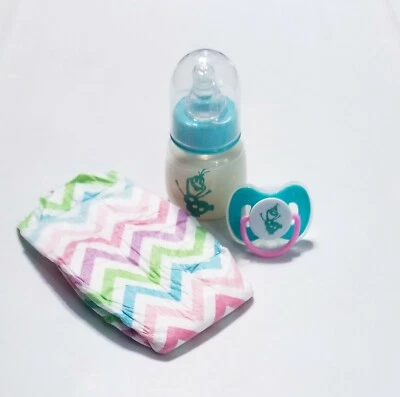 £16.55 • Buy 2oz Frozen Themed Reborn Baby Formula Bottle, Magnetic Pacifier & Diaper Set!
