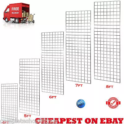 New Heavy Duty Grid Mesh Chrome Display Panel Retail Shop 5 Sizes • £12.95