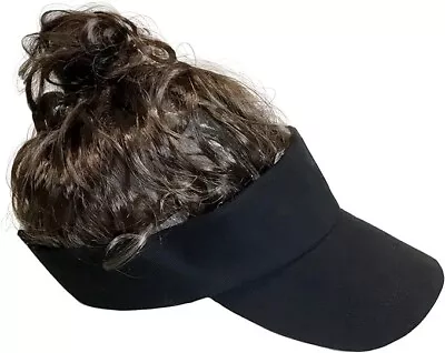 Man Bun Black Visor Hat Brown Hair Men's One Size Fits Most (no Orignial Bag) • $9.99