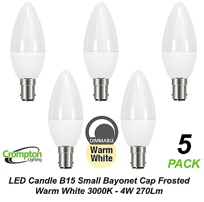 5 X 4W DIMMABLE LED Candle Light Globes Bulbs Warm White B15 Small Bayonet Cap • $46.75