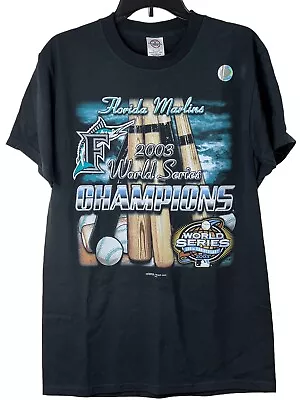 New VTG Florida Marlins Men’s Large T-Shirt 2003 World Series Champions Black M • $25.02