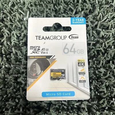 Team 64GB High Endurance MicroSDXC UHS-I U3 V30 Memory Card With Adapter (#90) • $14.50