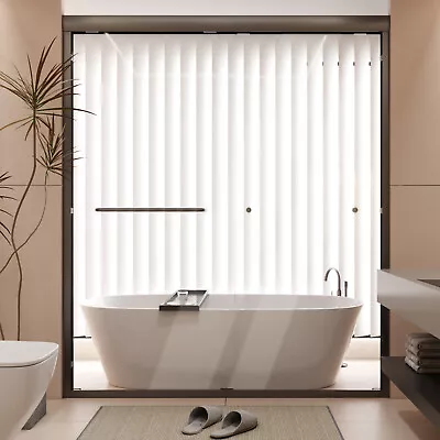 Forlan 60  W X 72  H Shower Door Double Sliding Glass Panel Matte Black Hardware • $394.99