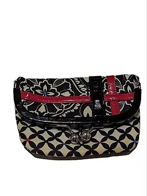 VERA Bradley Please Hold Foldover Kiss Lock Wallet Clutch Coin Purse Barcelona • $13.99