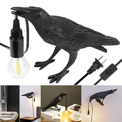 $24.99 • Buy LamQee Table Lamp Crow Bird Desk LED E14 Bulb Wall Sconce Light Bedroom Decor 