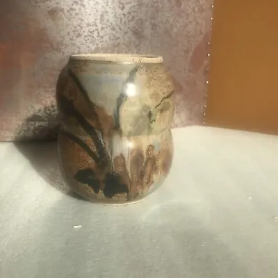 Vintage MCM Studio Art Pottery Artist (?) Signed Vase Pot Hand Thrown Stoneware • $24.99