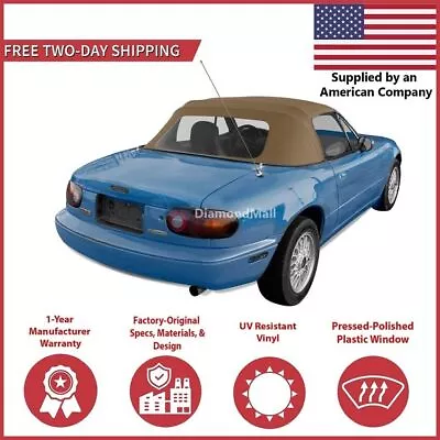 1990-05 Mazda Miata Convertible Soft Top W/ DOT Approved Plastic Window Tan • $143.10