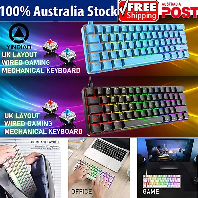 Wired 60% Mechanical Keyboard 19 RGB Chroma LED Backlit Gaming Keyboard Type-C • $38.99