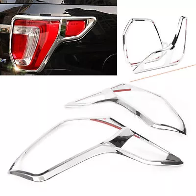 Tail Light Lamp Cover Guard Trim Frame Bezels Chrome For Ford Explorer 2016-2018 • $264.02