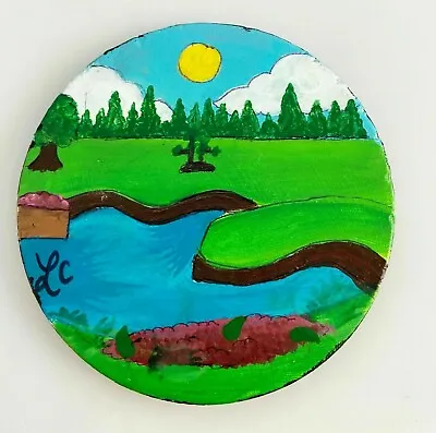 $11 • Buy Hand Painted Coaster TPC SAWGRASS #17 Collectable 4.25  Golf Barware Lyla Rose