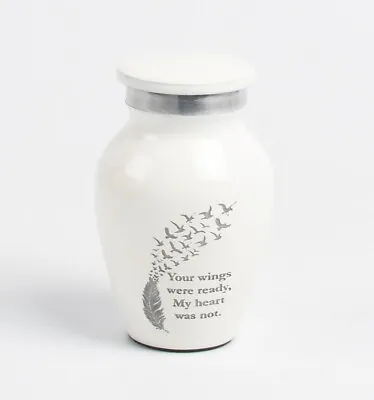 Keepsake Mini Classic Cremation Ashes Urn Flying Bird White Free Personalisation • £24.99